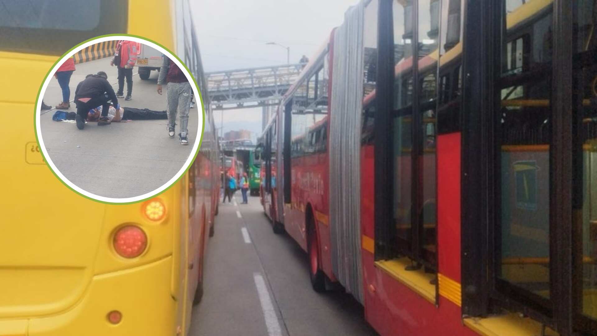 La operación del TransMilenio está colapsada por un hombre que se lanzó de un bus en movimiento