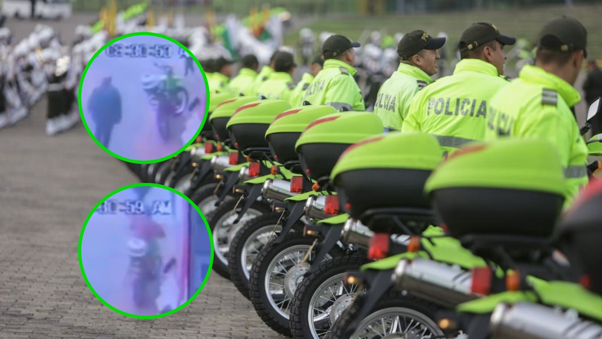 Hasta la Policía es víctima de robos en Bogotá: sujeto se robó la motocicleta de un agente en Kennedy (Captura de video de redes sociales e imagen de Referencia de la Policía)