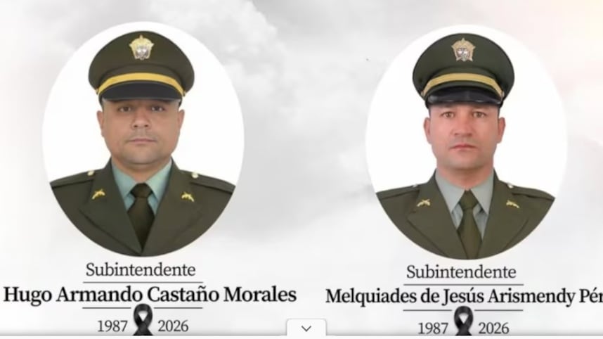 Foto de los oficiales de la policía muertos en Anorí, Antioquia.