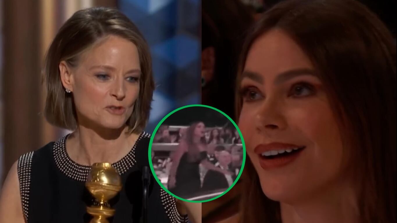 Sofía Vergara estaba nominada por ‘Griselda’, pero al ver que el premio fue para Jodie Foster se paró a manifestar su descontento.