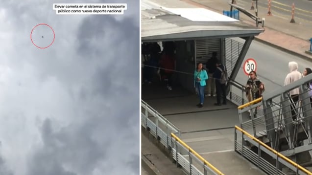 Elevan cometa desde estación de TransMilenio en Bogotá