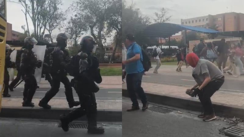 Impactantes vídeos de enfrentamientos entre encapuchados y las autoridades en medio de protestas en Bogotá