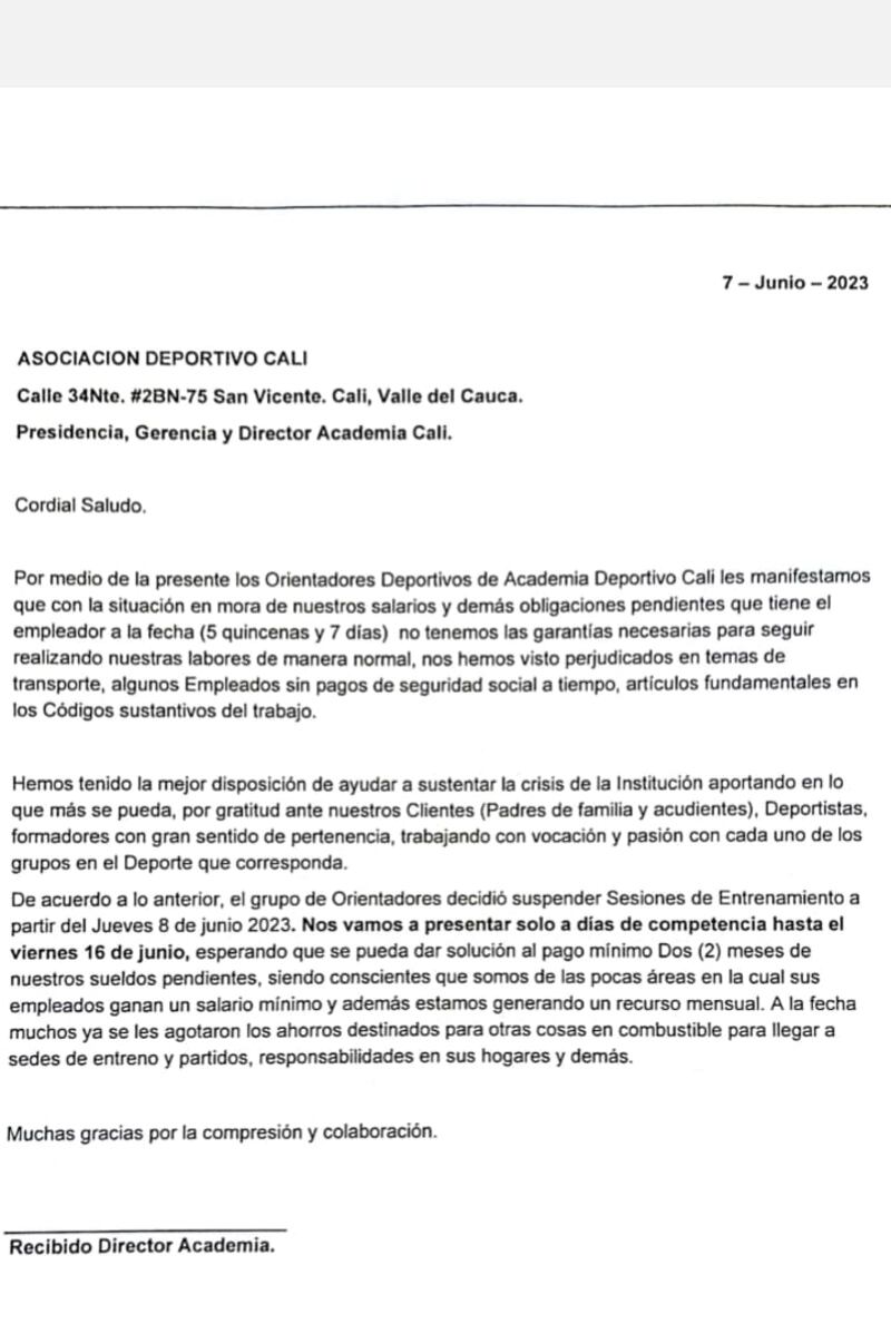 Deportivo Cali: más de cinco quincenas les deben a empleados de las inferiores