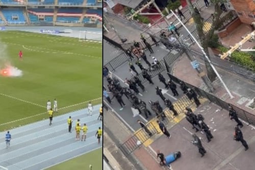 El balance del caos a las afueras del Pascual Guerrero por riñas entre más de 200 hinchas: bengalas, heridos y suspensiones