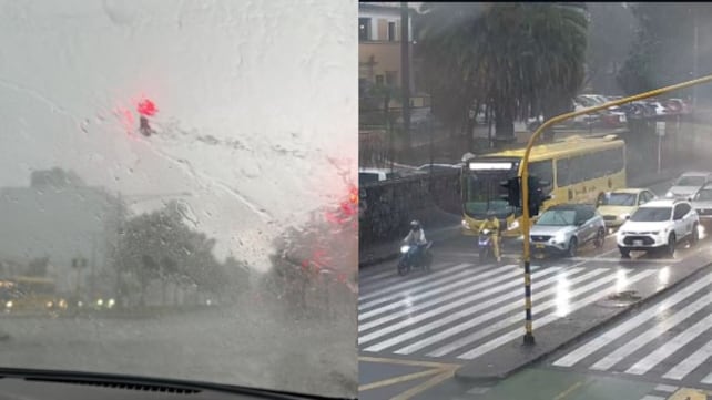 Foto de las fuertes lluvias y la granizada en Bogotá.