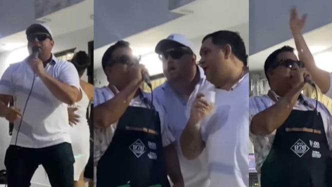 Jocosa celebración viral de varios papás cantando merengue en Barranquilla.