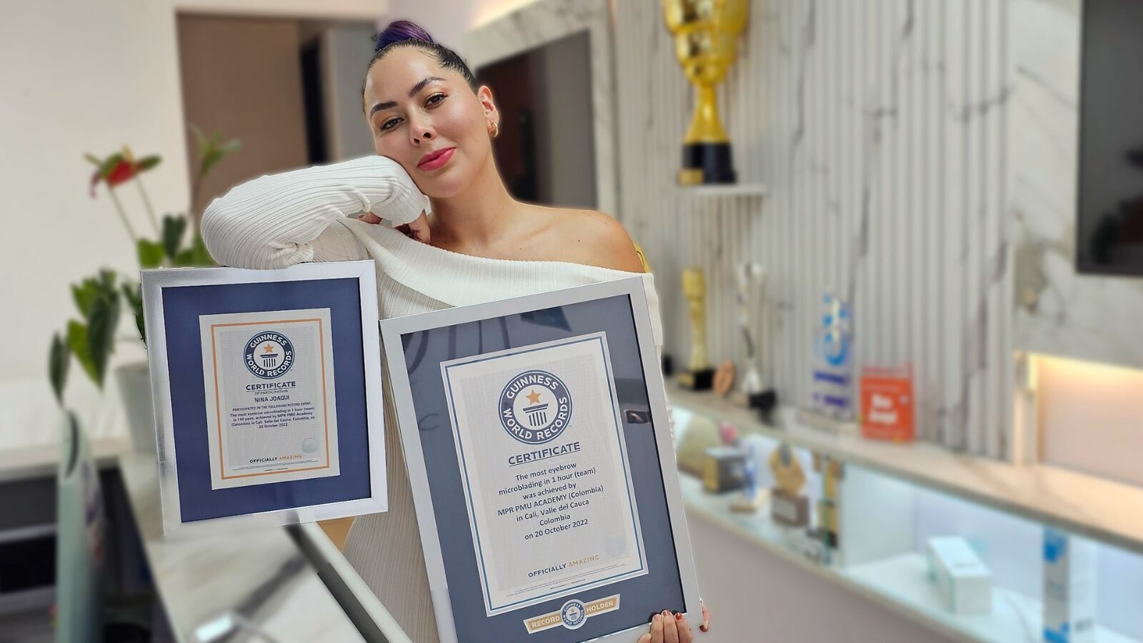 Foto de Nina Joaqui, reconocida por obtener un Guinness World Records por Colombia que lidera importante evento en Cartagena.