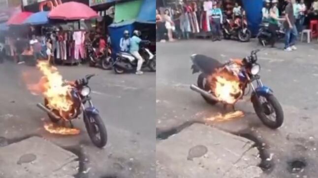 Foto Joven prefirió prenderle fuego a su moto para evitar que la inmovilizaran en operativo de tránsito.