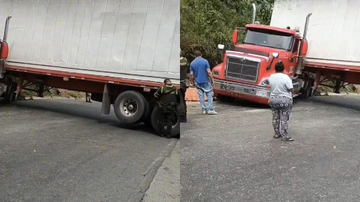 Vía entre Yarúmal y Puerto Valvidia se encuentra totalmente cerrada por camión que se volteó