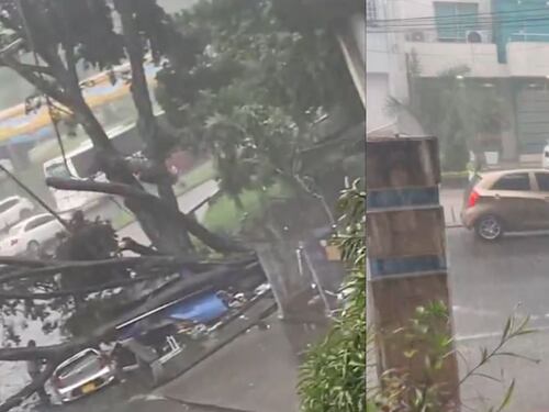 Cortos eléctricos, techos caídos y árboles sobre carros: torrencial aguacero deja varias emergencias en la ciudad
