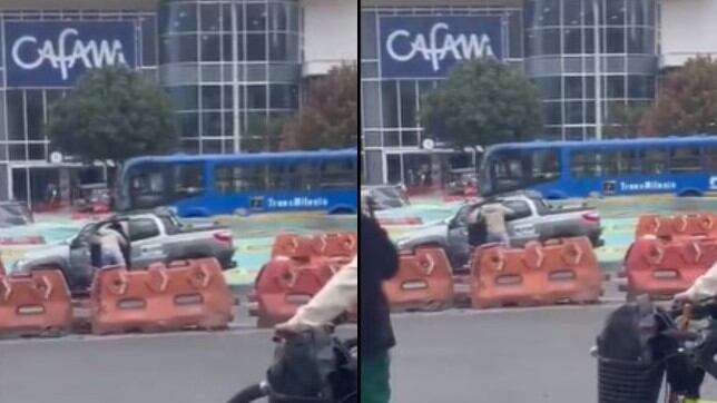 Foto ladrones aprovecharon pequeño trancón en Bogotá para asaltar a sus víctimas dentro de su carro.