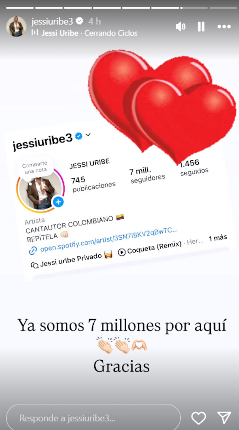 Jessi Uribe superó gran cifra en sus redes sociales
