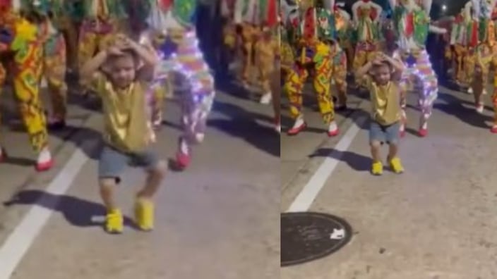 Mathías el niño que bailó como Marimonda y se robó el show en el Carnaval de Barranquilla.
