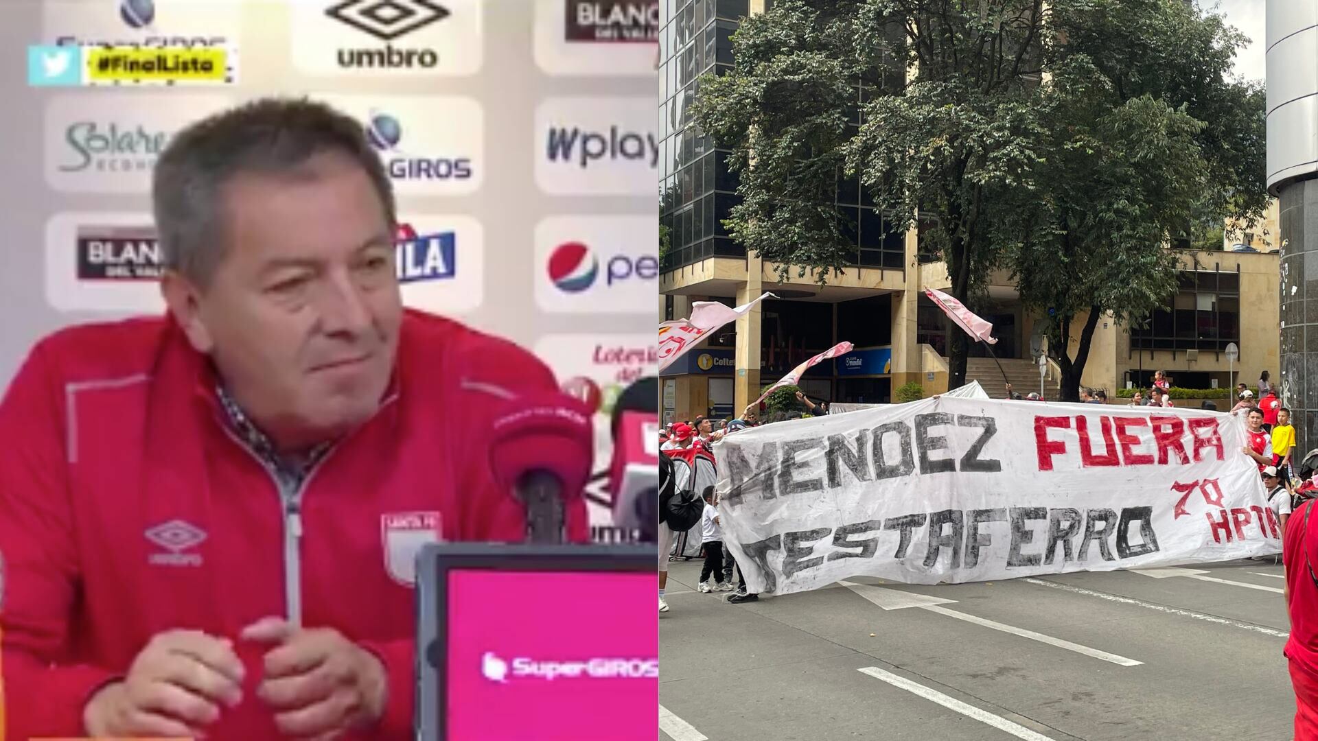 Eduardo Méndez e hinchas de Santa Fe - Fotos: Redes sociales