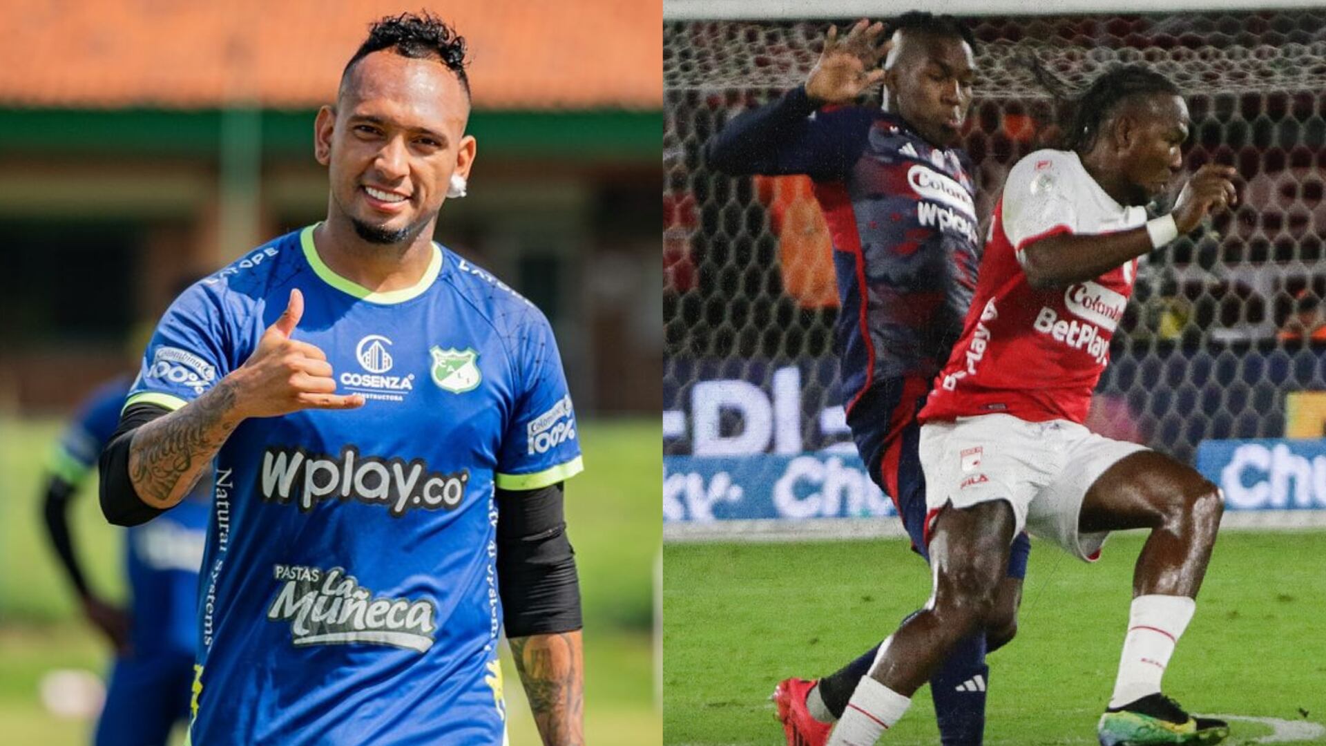 Jarlan Barrera, Medellín y Santa Fe - Fotos: Redes sociales del Cali y de Santa Fe