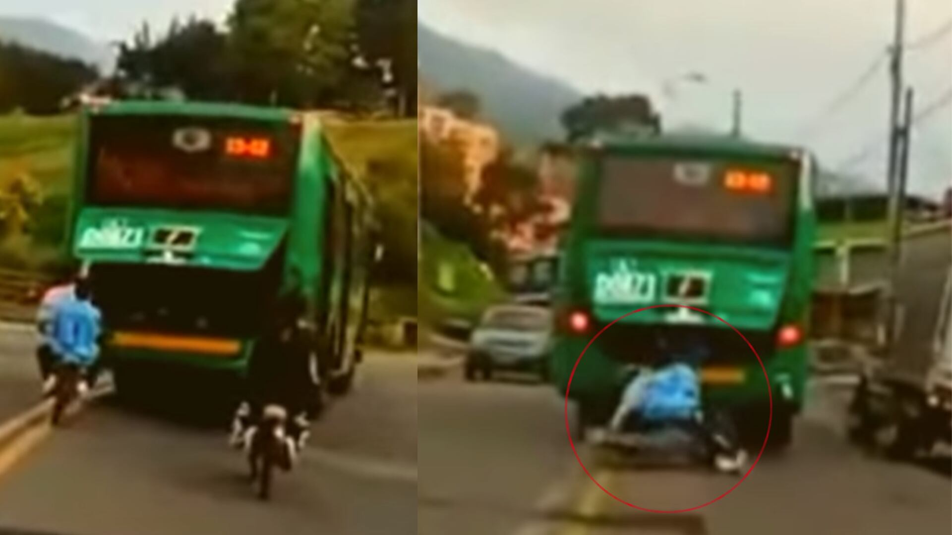 Jóvenes arriesgan su vida en Bogotá, colgando sus bicicletas en alimentadores de TransMilenio