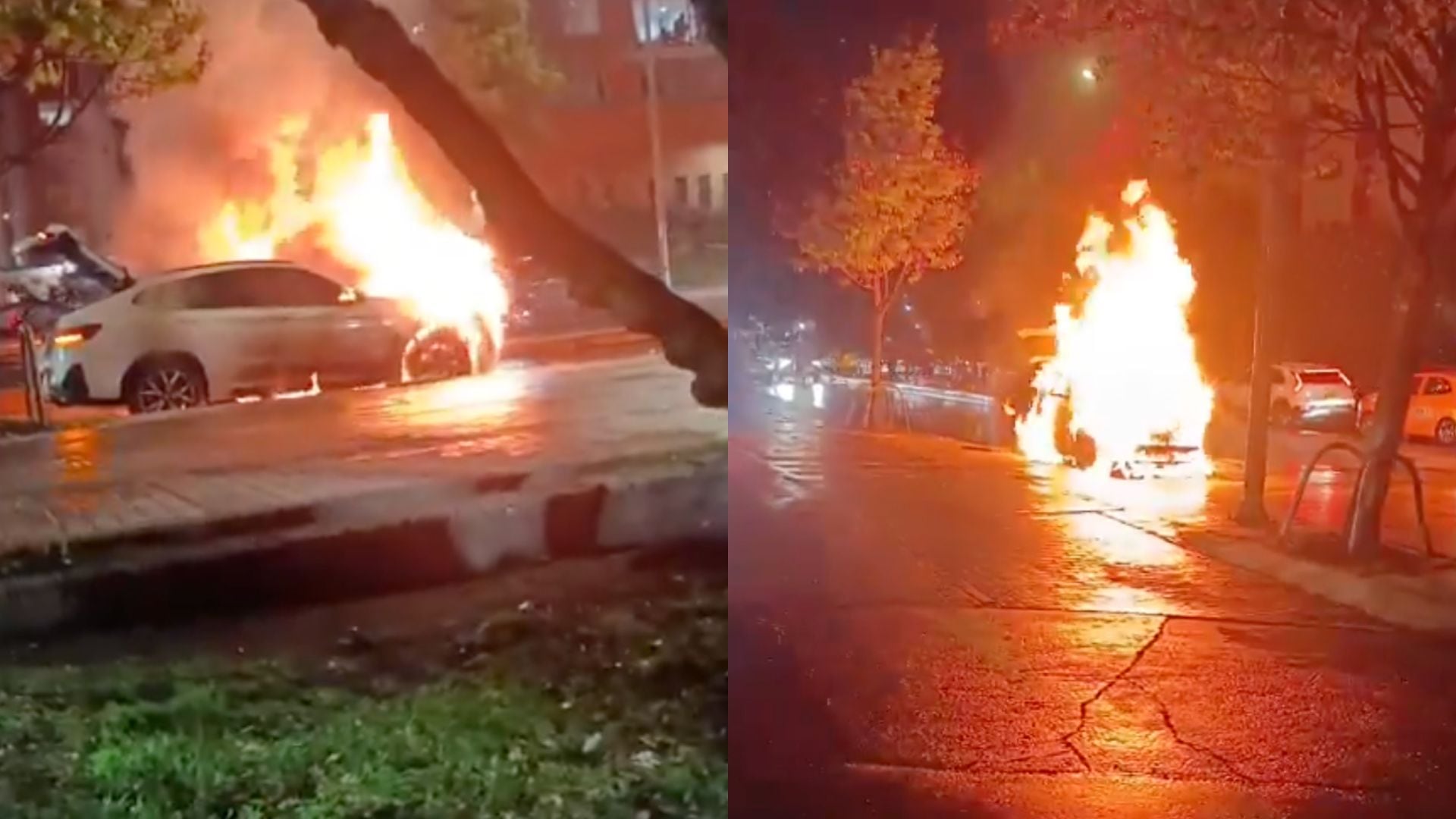 Incendio vehicular en Autopista Norte, Bogotá.