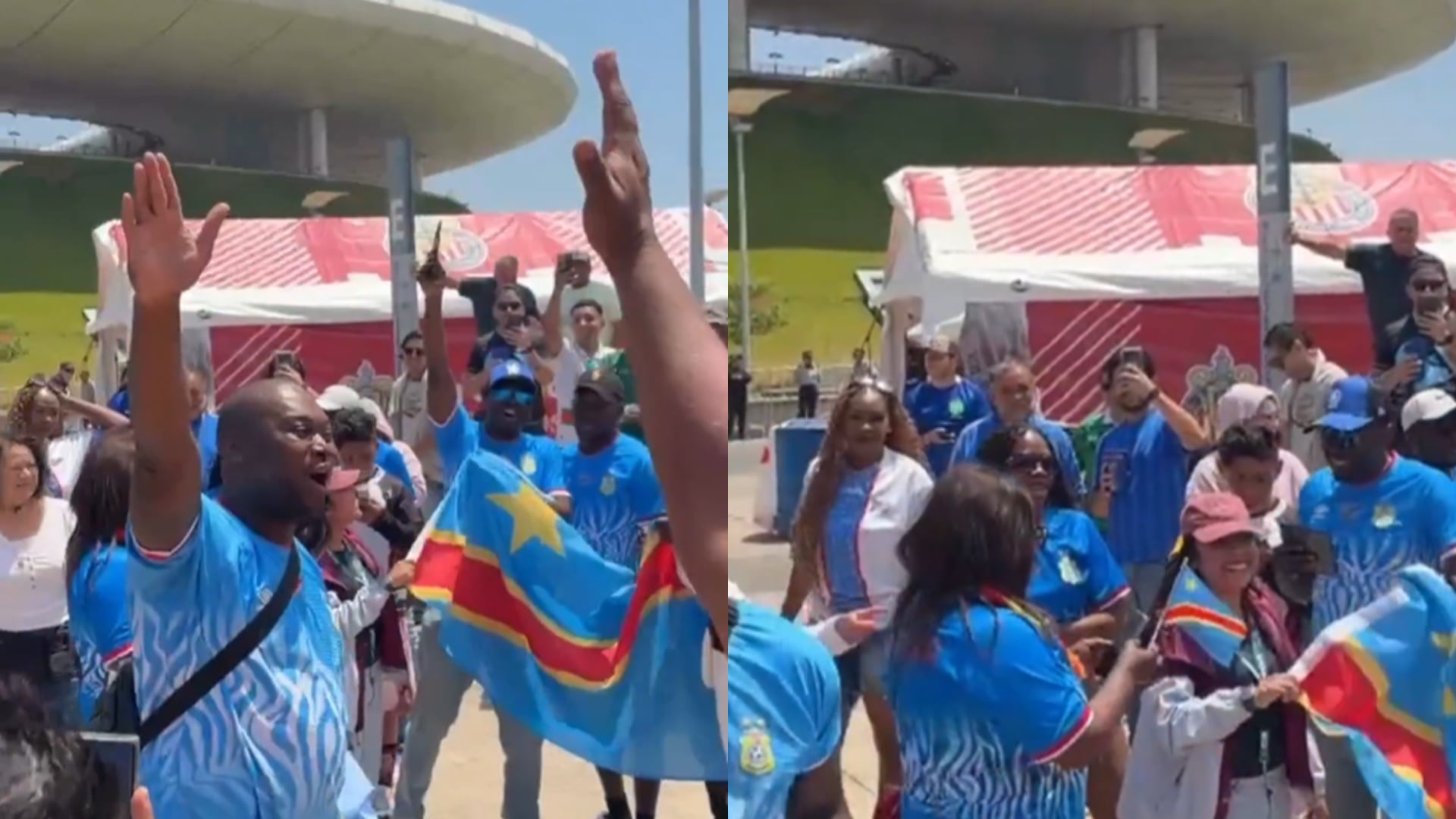 Hinchas de RD Congo - Fotos: Capturas de pantalla de video compartido en redes el 1 de abril del 2026