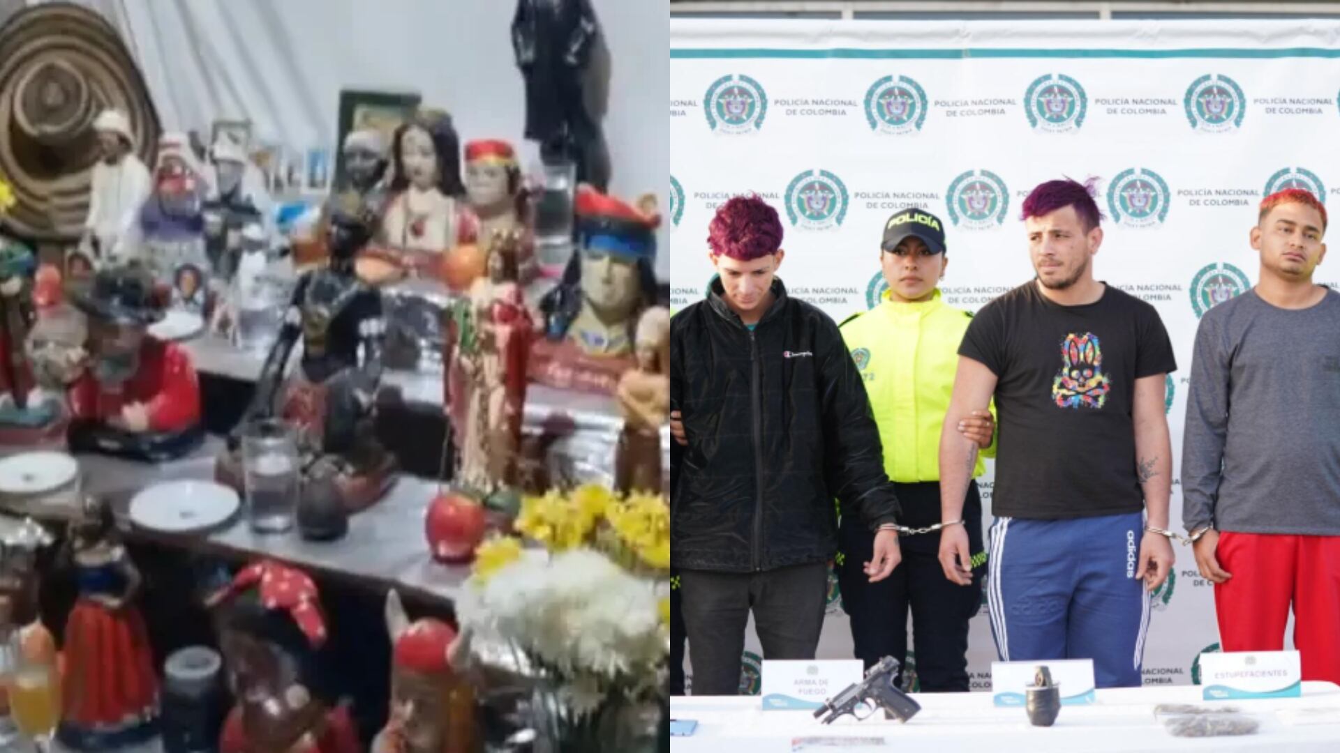 El altar de santería de integrantes de 'Los Satanás'.