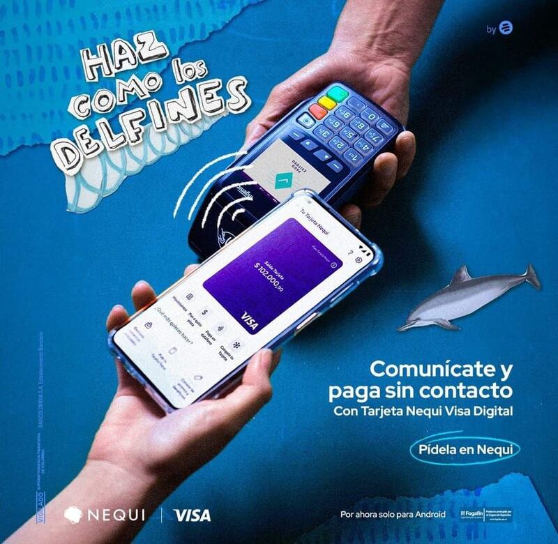 Nequi y Visa presentan la función de pago sin contacto con su tarjeta digital y desde dispositivos móviles, para facilitar la cotidianidad de los usuarios.