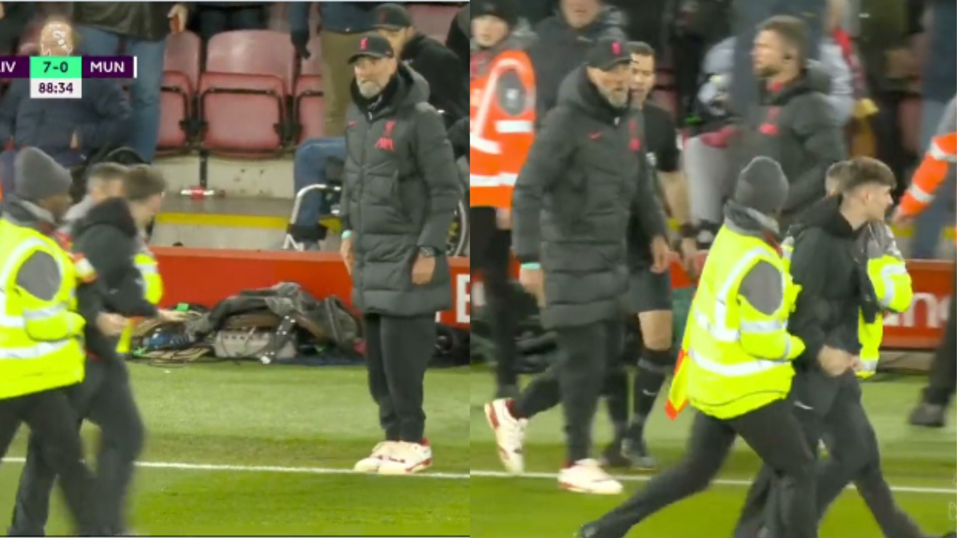 Klopp enfureció con hincha que ingresó a la cancha en el Liverpool-Manchester United.
