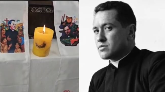 Foto restos de Camilo Torres fueron entregados por la UBPD al jesuita Javier Giraldo en ceremonia privada.