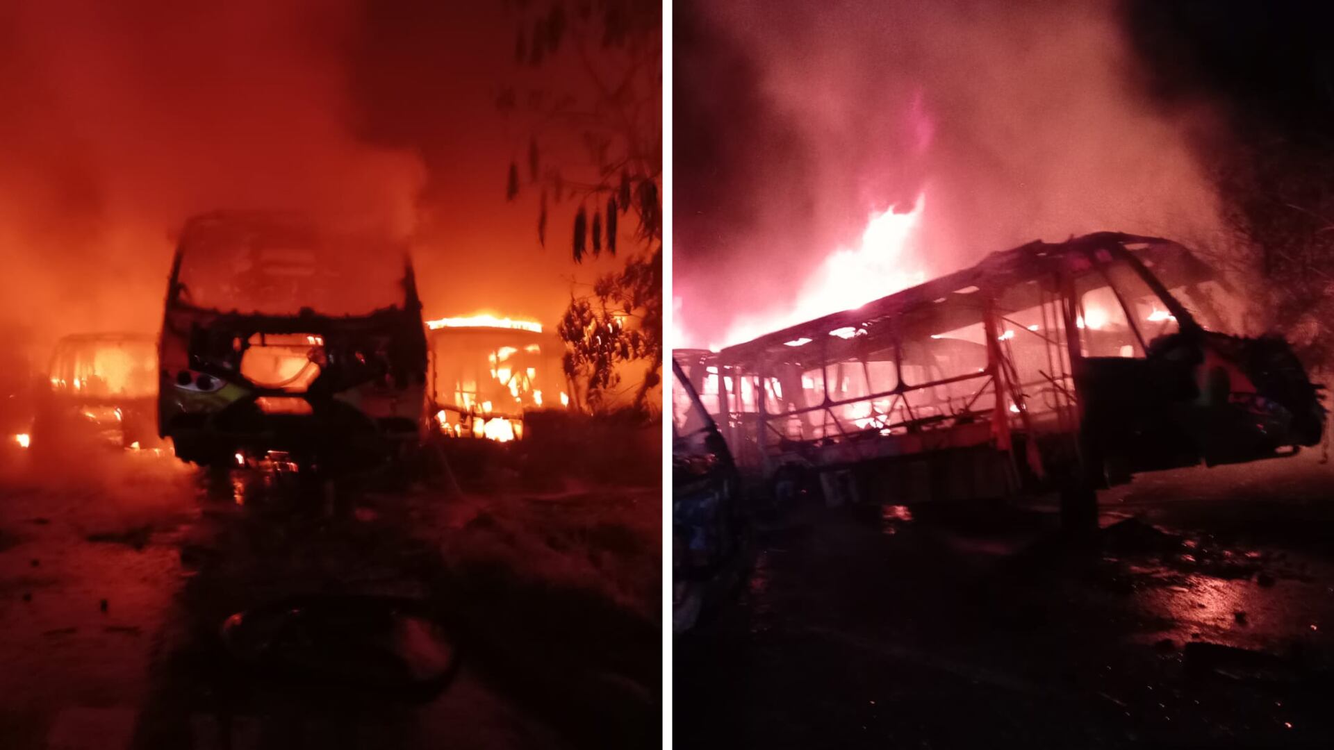 Incendio de buses de Metrolínea en Girón.
