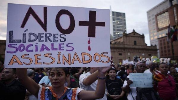 Protestan contra los asesinatos de líderes sociales en Colombia