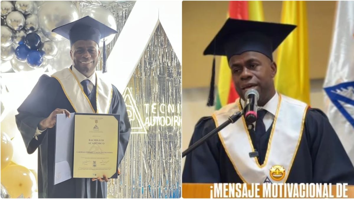 Carmelo Valencia se graduó de bachiller a los 41 años y dedicó motivacional discurso a sus compañeros