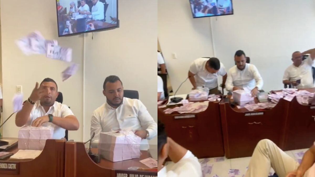 En medio de una plenaria de moción de censura, dos concejales lanzaron euros falsos en contra de la secretaria de interior del distrito de Cartagena por presuntos conflicto de intereses.