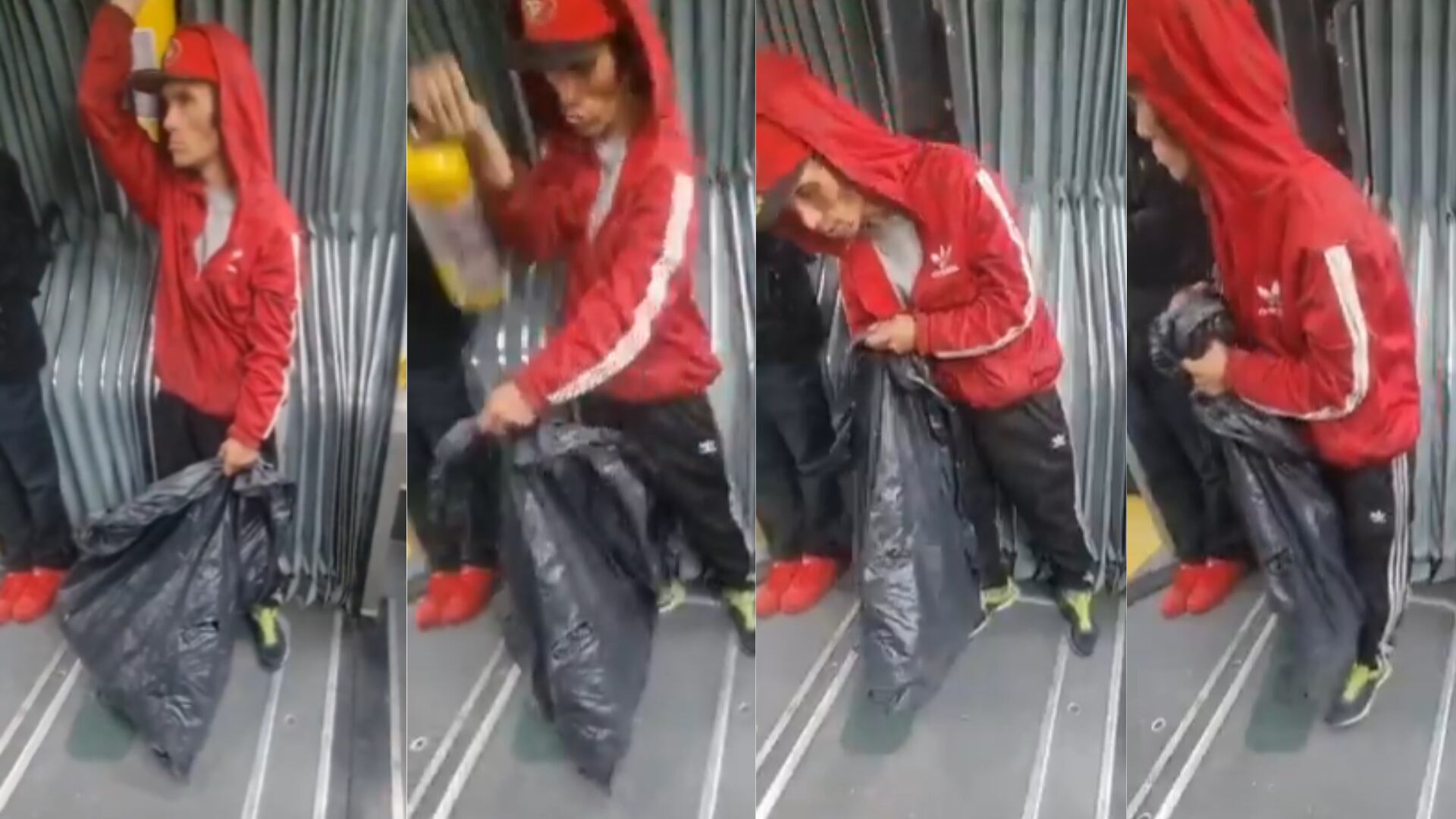 Vuelve y juega: graban a una persona robándose los extintores de un bus de TransMilenio