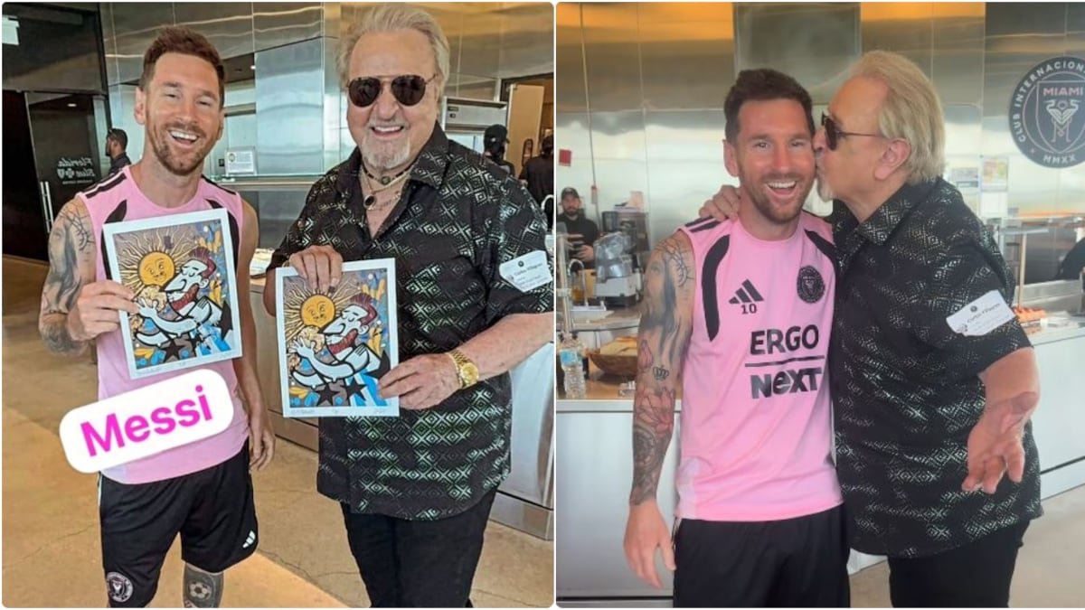 Messi se reunió con ‘Quico’ y hasta un beso le dio el actor del Chavo del Ocho
