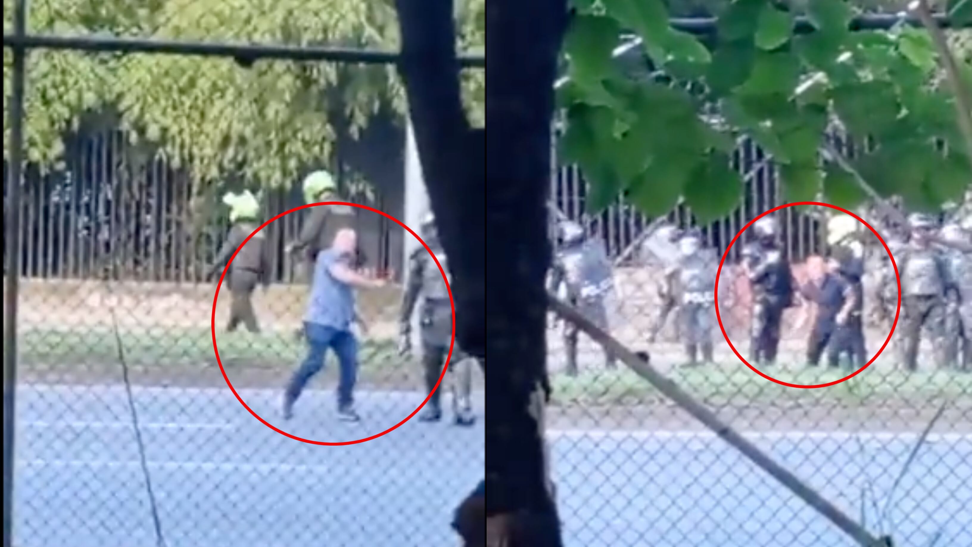 Civiles junto a policías en Medellín