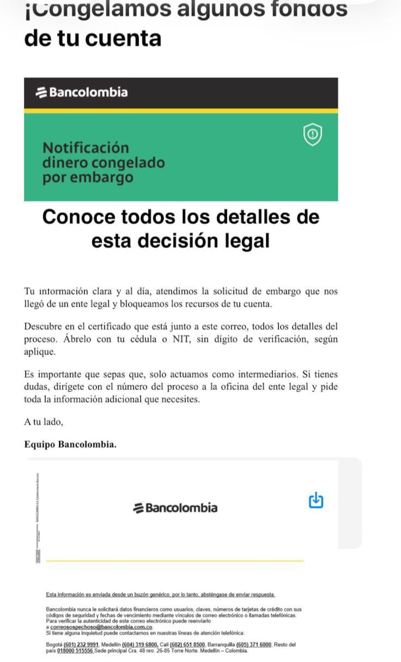 Con este mensaje ciberdelincuentes pretenden engañar a sus víctimas para robarles información personal y financiera.