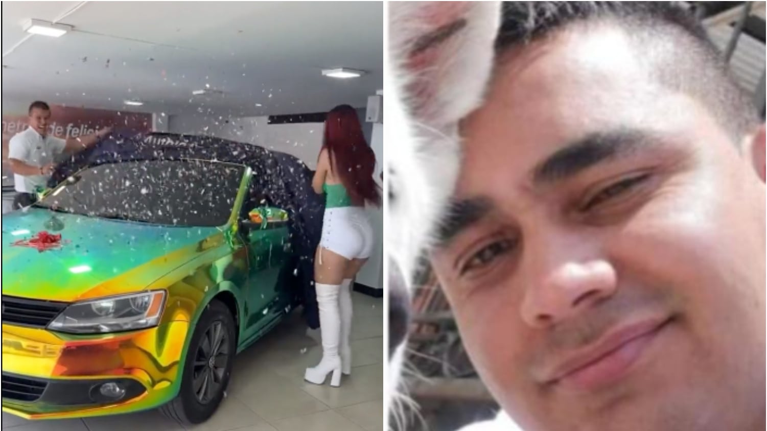 Lujoso carro de un influencer quedó envuelto en accidente con motociclsta