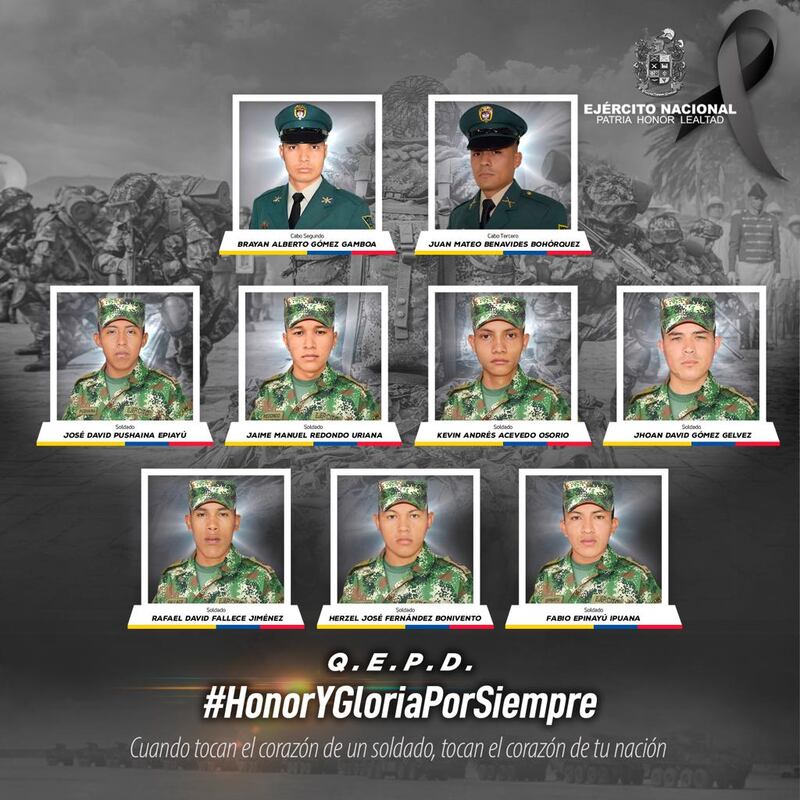 Estos son los 9 militares asesinados en Catatumbo, atentado del 29 de marzo de 2023