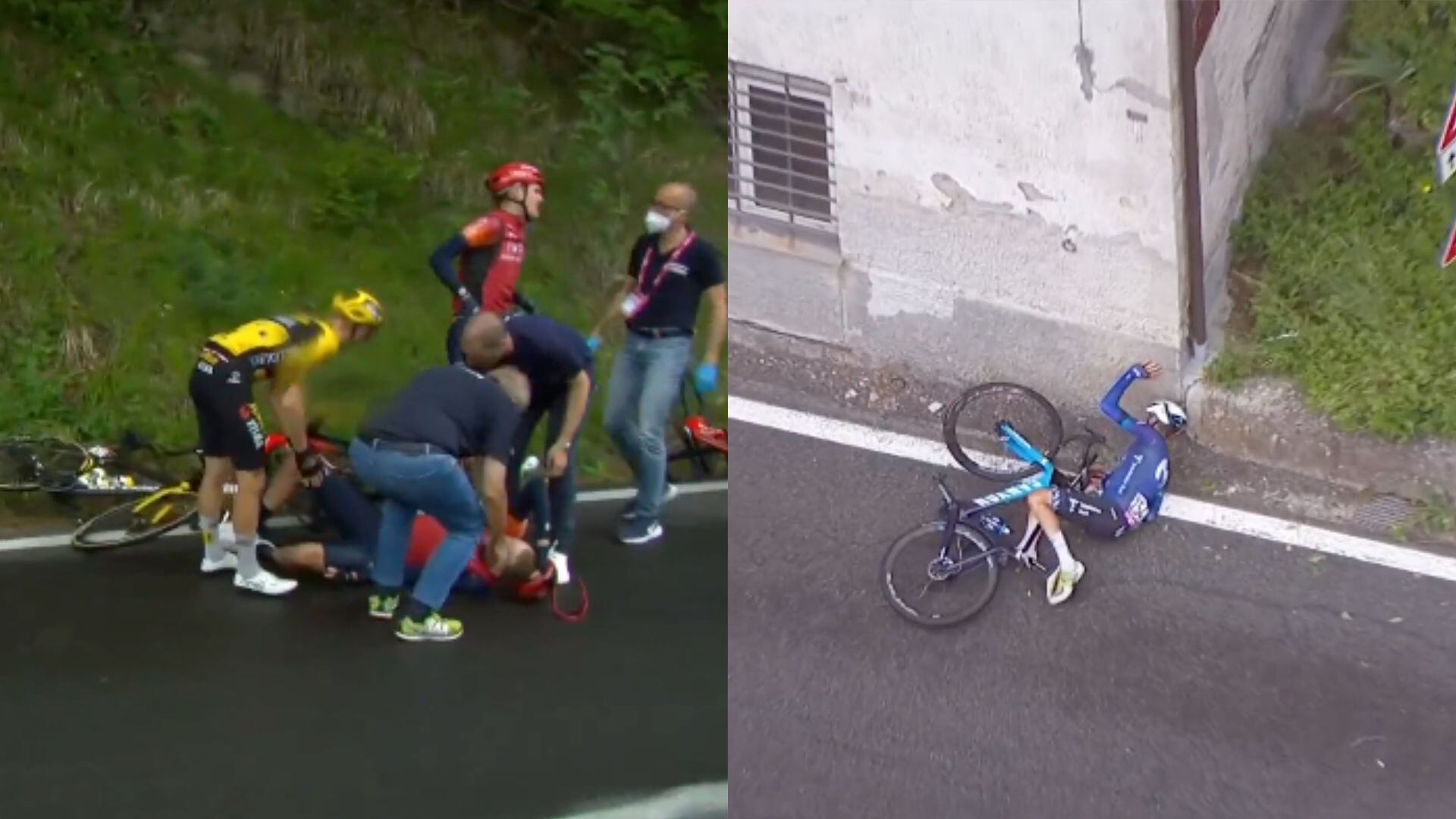 Tao Geoghegan Hart se retiró del Giro de Italia tras dura caída en la etapa 11.