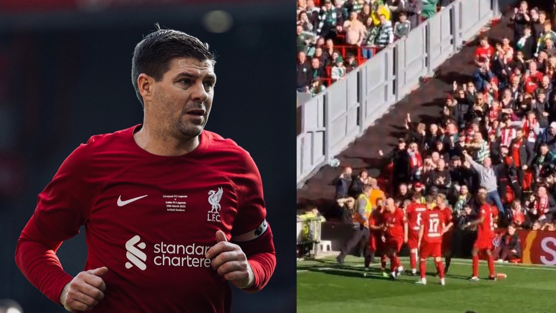 Steven Gerrard le metió gol al Celtic en un partido benéfico del Liverpool