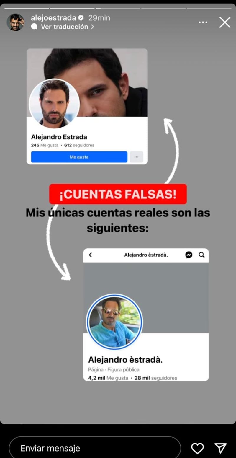 Alejandro Estrada alertó sobre cuentas falsas de sus perfiles