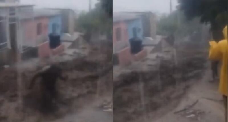 Foto avalanchas de lodo en los impactantes videos de las inundaciones en Santa Marta: hay 60 barrios afectados.