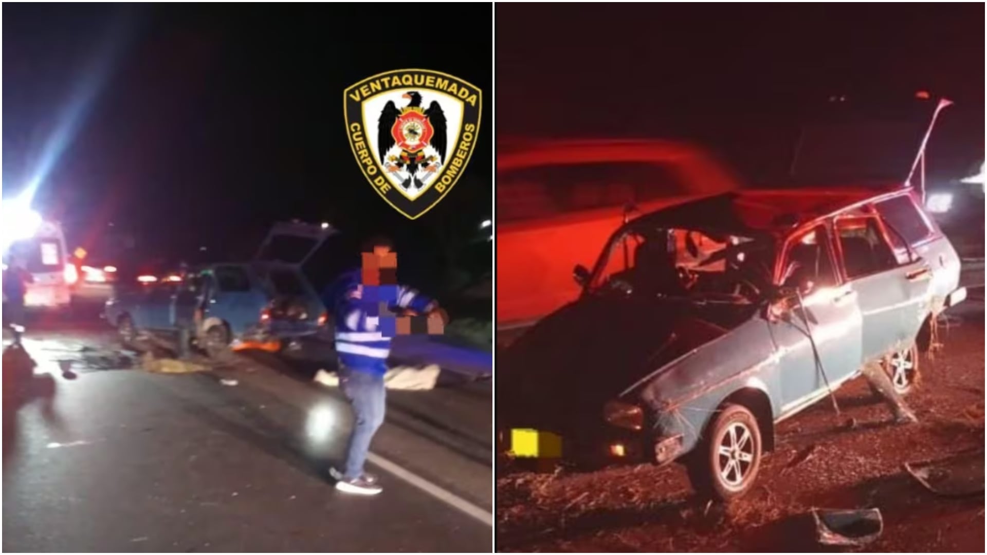 Abuelita murió en accidente en vía Tunja - Bogotá (Imagen tomada de Bomberos Ventaquemada)