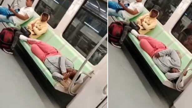 Mujer se acostó a dormir en el Metro de Medellín y generó fuerte polémica