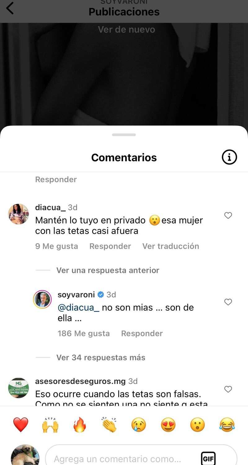 Miguel Varoni le respondió a seguidor que juzgó fotos de Catherine Siachoque, su pareja