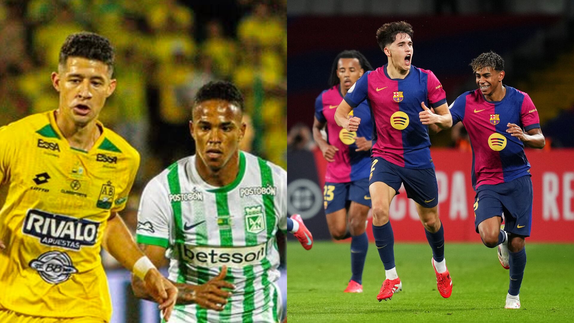 Nacional, Bucaramanga y Barcelona - Fotos: Redes sociales y Getty