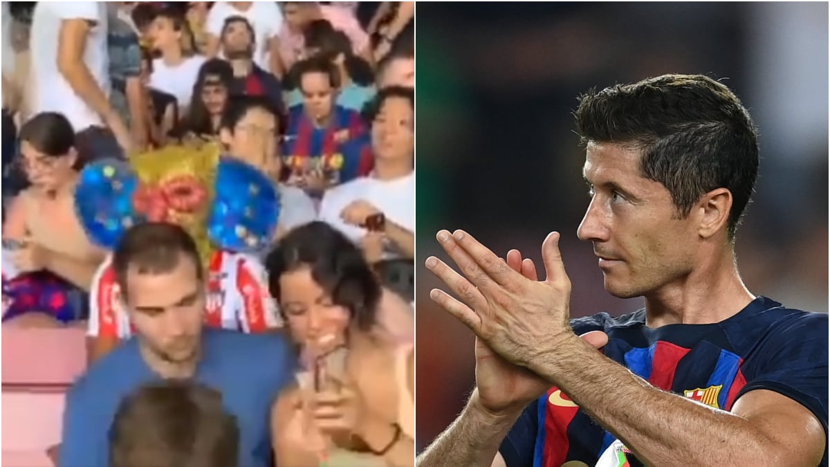 Marimonda juniorista en pleno estadio Camp Nou de Barcelona