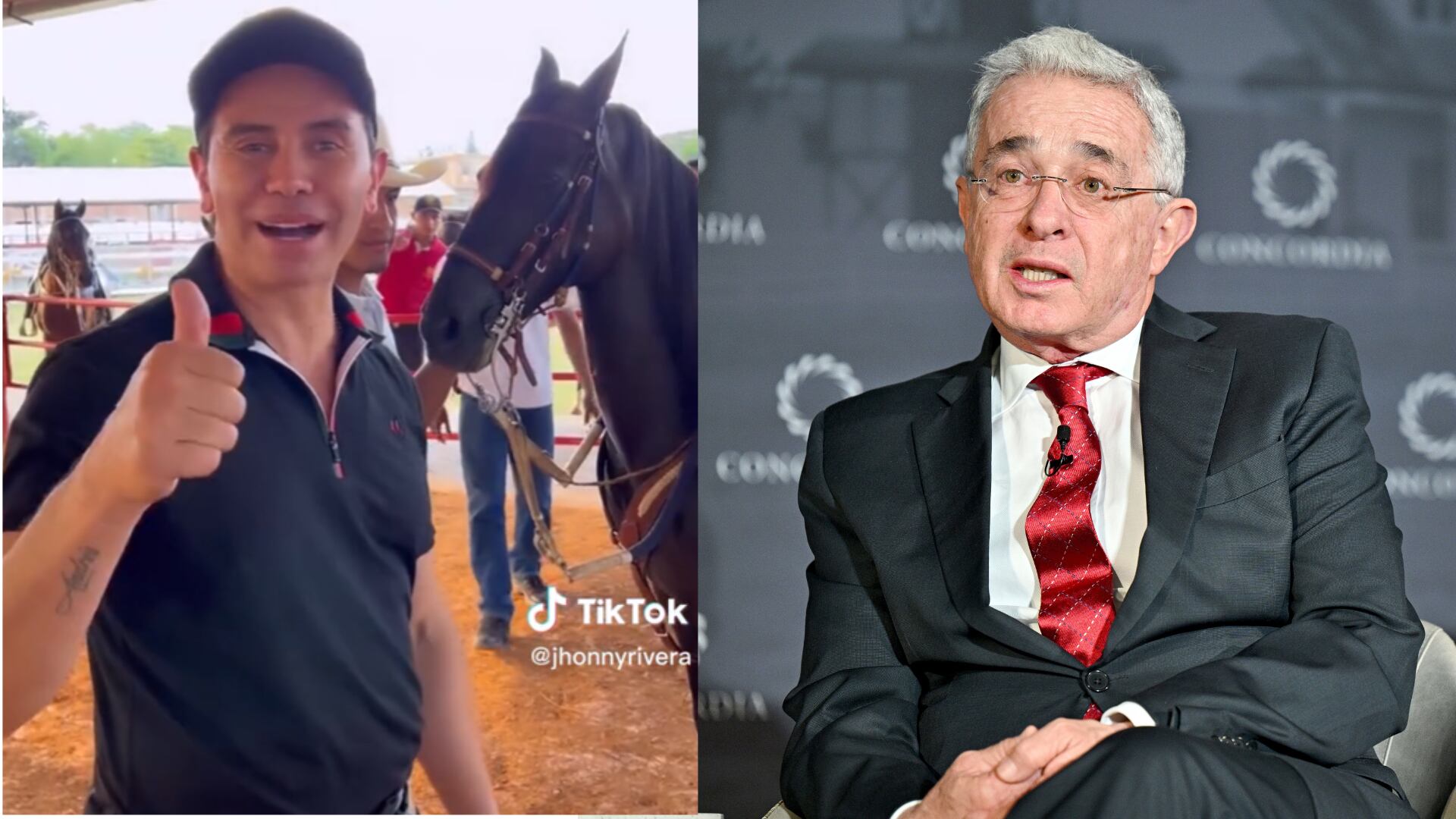Álvaro Uribe (Getty) - Jhonny Rivera (Captura TikTok)
