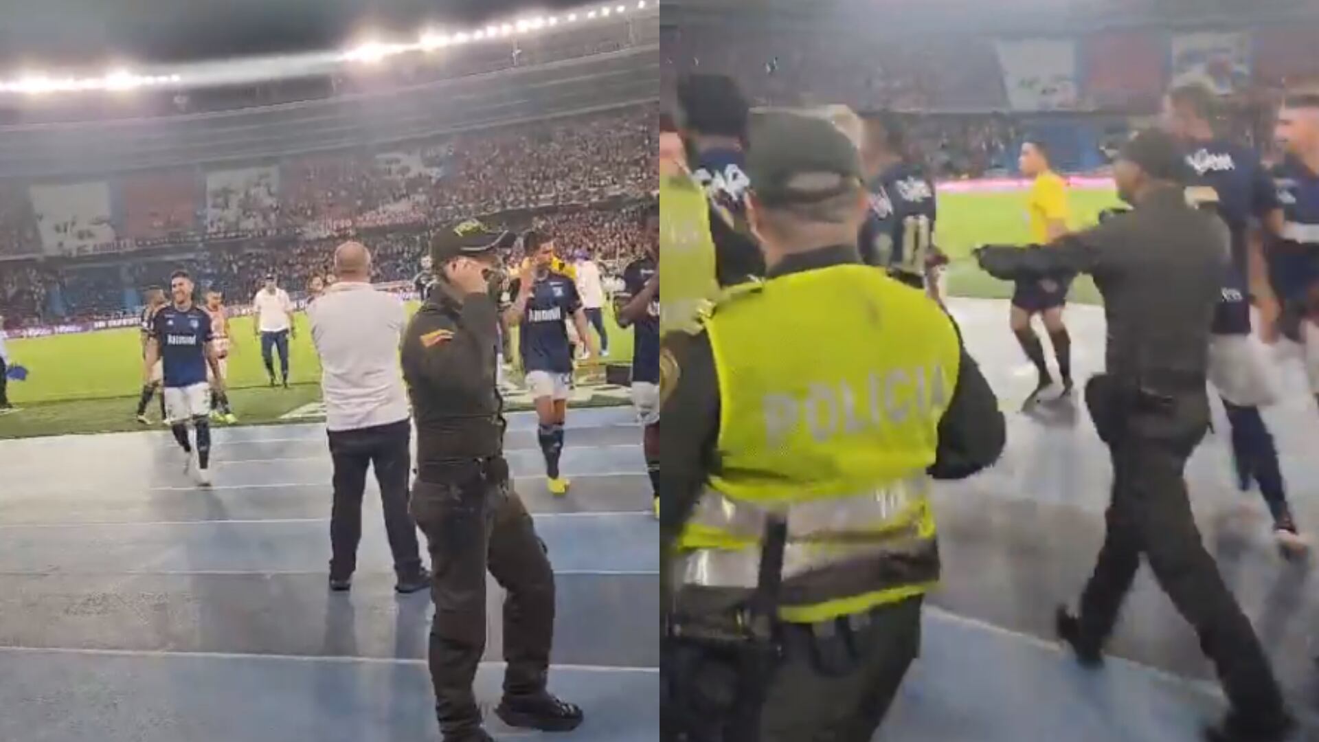 Jugadores de Millonarios protagonizaron una pelea con un trabajador del estadio Metropolitano, la policía tuvo que intervenir.