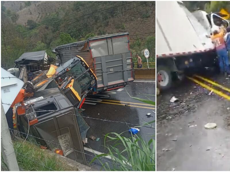 Fuerte accidente en Cajamarca provoca cierre en la vía centro-occidente de Colombia