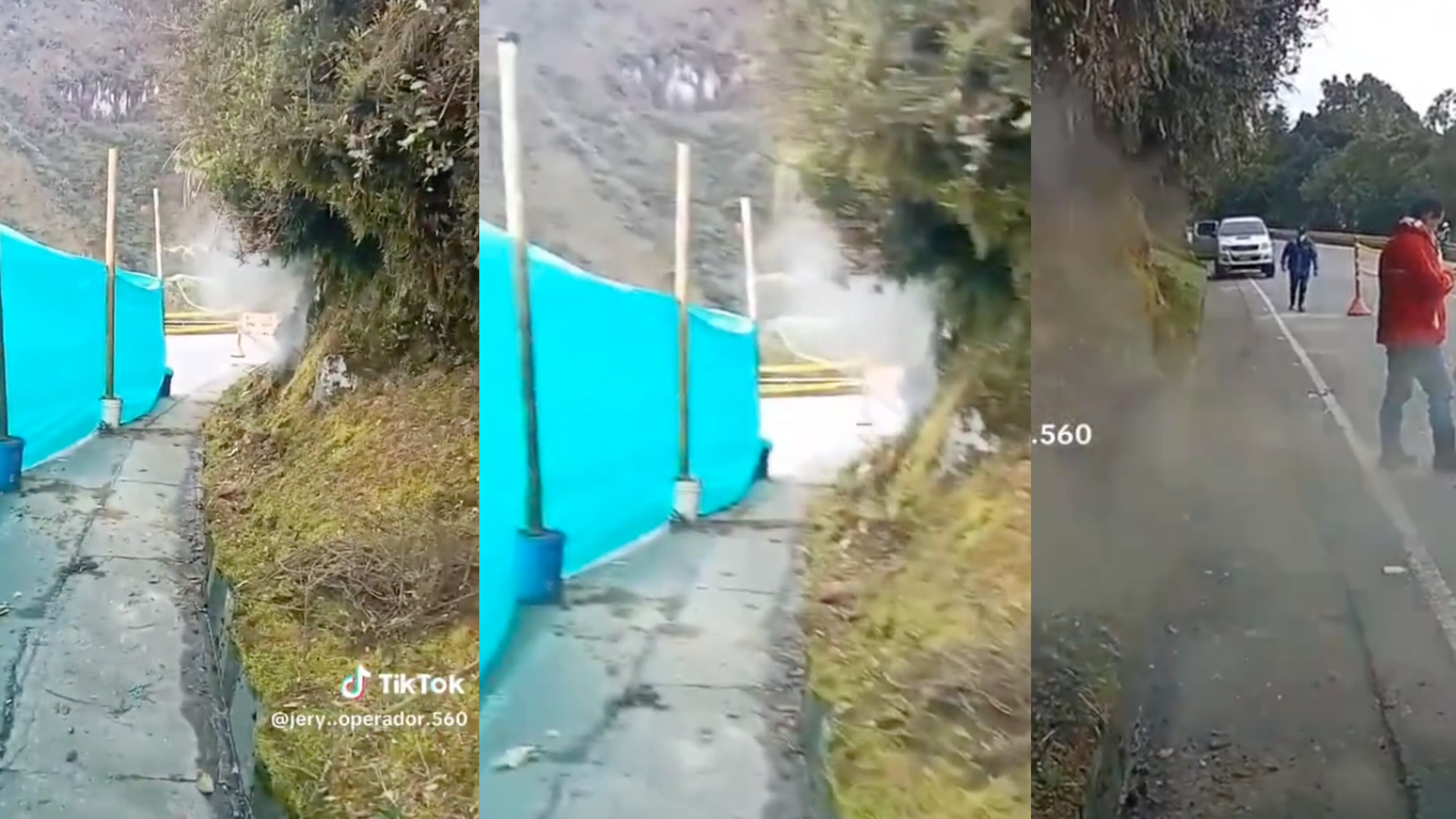 Humo que sale de montaña cerca al volcán Nevado del Ruiz