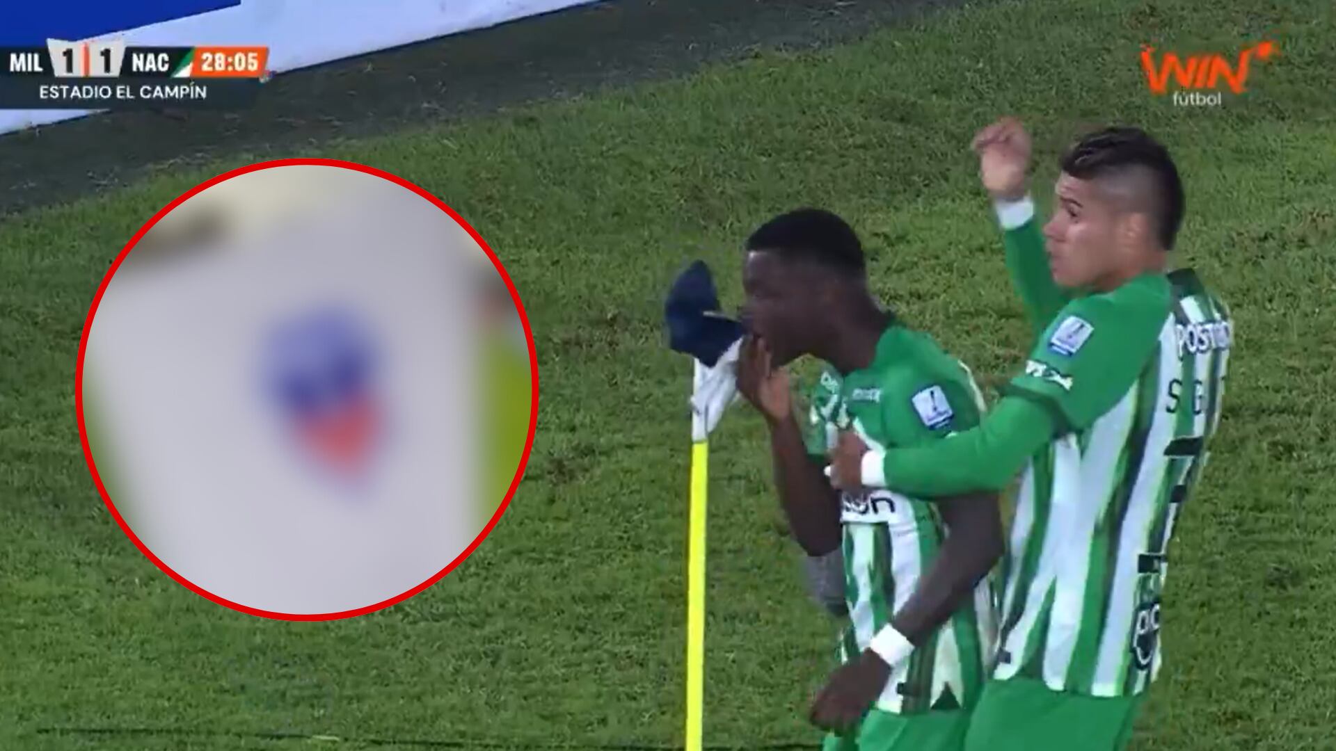 Celebración de Marino Hinestroza - Fotos: Pantallazo transmisión de Win Sports y redes sociales de Fortaleza